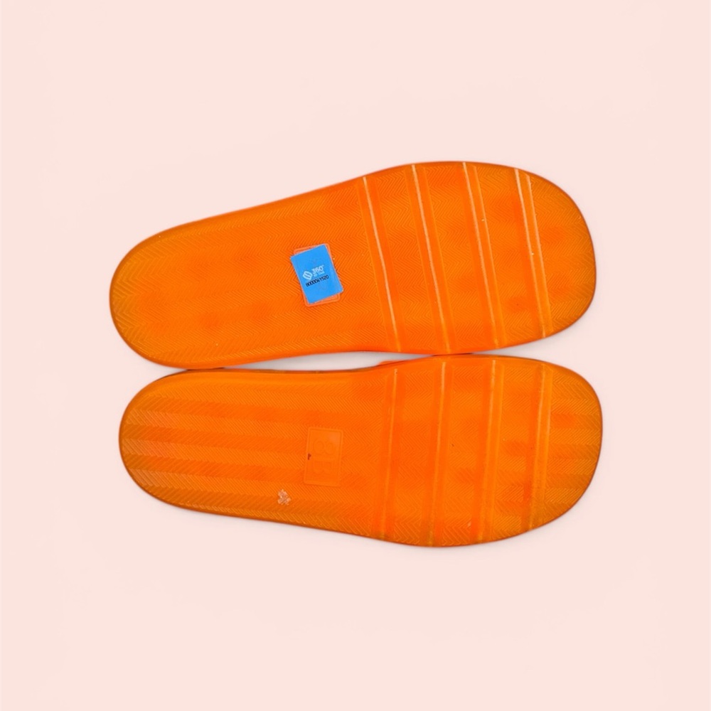 Tory Burch Orange Logo Bubble Slide Sandals - Picture 3 of 3